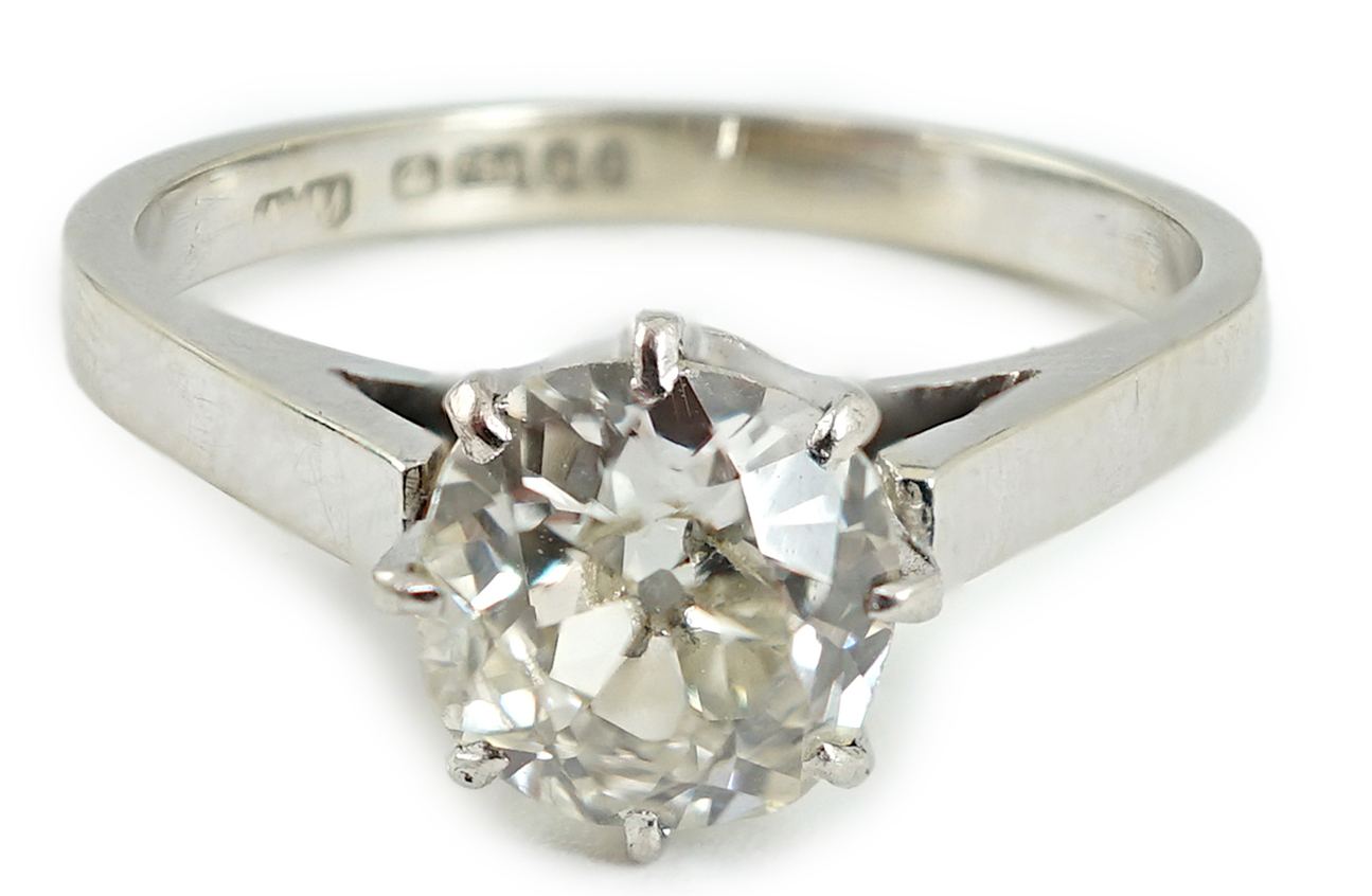 A 1970's 18ct white gold and solitaire diamond set ring